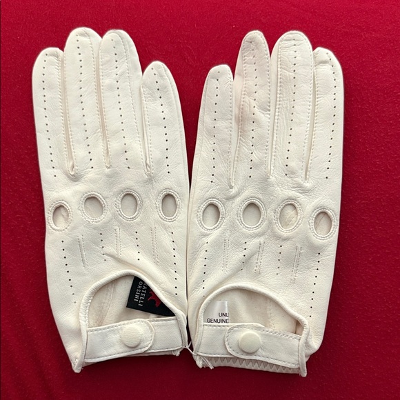 Fratelli Orsini Men’s White Leather Driving Gloves